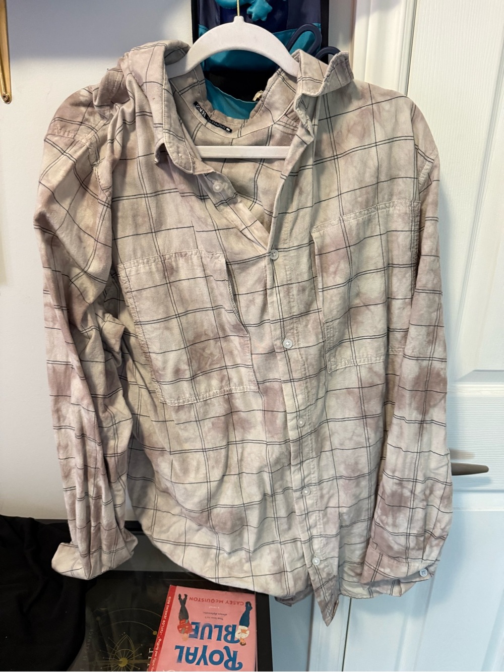 Zara Men's Pale Gray & Beige Plaid Shirt Jacket